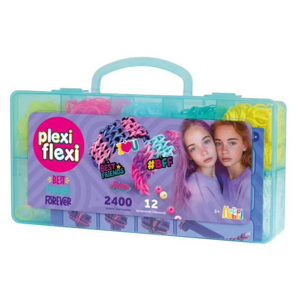 PLEXI-FLEXI BFF CASE 2400 RUBBER BANDS & 12 ACCESSORIES - 2 COLOURS 