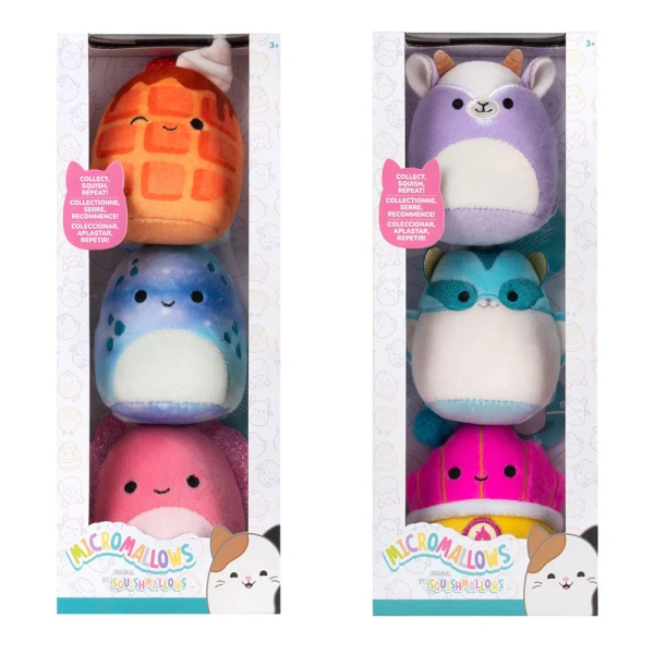 MICROMALLOWS - SET 3 PLUSH 6 cm SQUISHMALLOWS - 2 DESIGNS