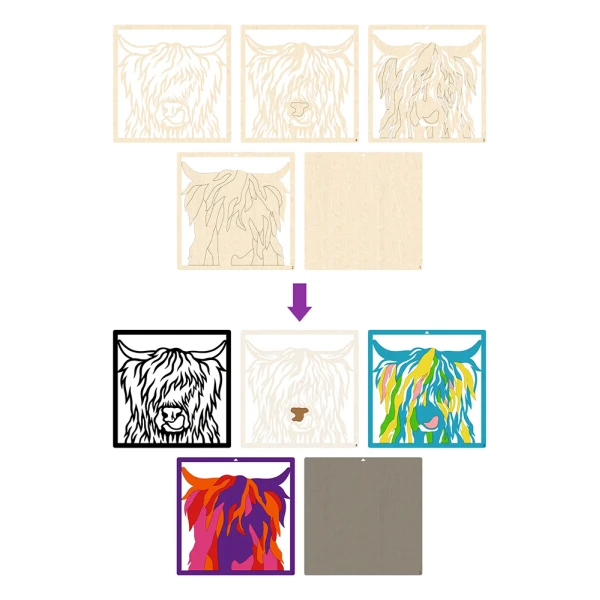 SPLAT PLANET WOODEN ART CRAFT KIT HIGHLAND COW