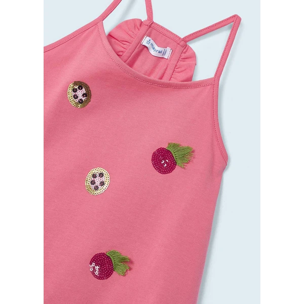 MAYORAL BLOUSE WITH STRAPS FRUITS PINK FUCHSIA