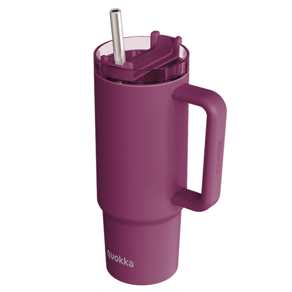 QUOKKA STAINLESS STEEL THERMAL ΚΟΥΠΑ ΜΕ ΚΑΛΑΜΑΚΙ & ΛΑΒΗ 950ml STREAM BURGUNDY