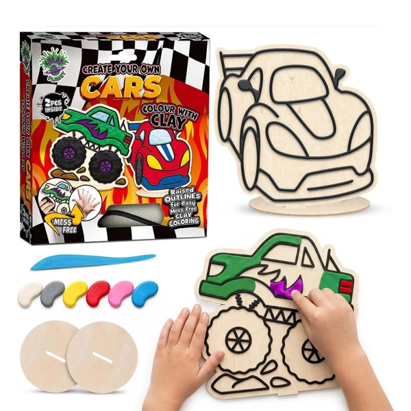 SPLAT PLANET MESS-FREE PAINT KIT WITH CLAY RACE CARS