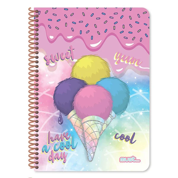 MUST SPIRAL NOTEBOOK 17X25 2THEMES 60 SHEETS CUTE - 4 DESIGNS