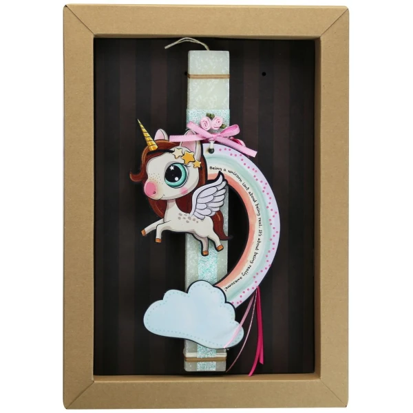 SYNCHRONIA HANDMADE CANDLE 30 cm RAINBOW UNICORN - WINGS