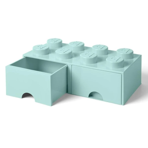 LEGO STORAGE BOX RECTANGULAR WITH DRAWERS LIGHT BLUE (AQUA)