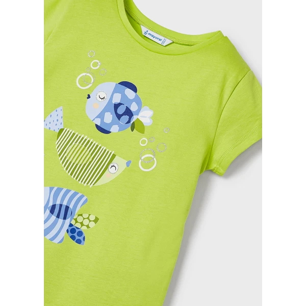 MAYORAL PRINTED SHORT SLEEVE BLOUSE LIME