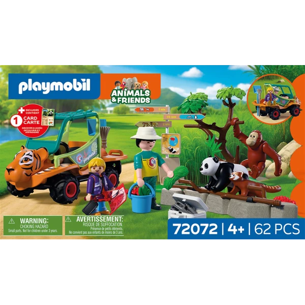 PLAYMOBIL ANIMALS & FRIENDS  ZOO ZOOKEEPER WITH VEHICLE