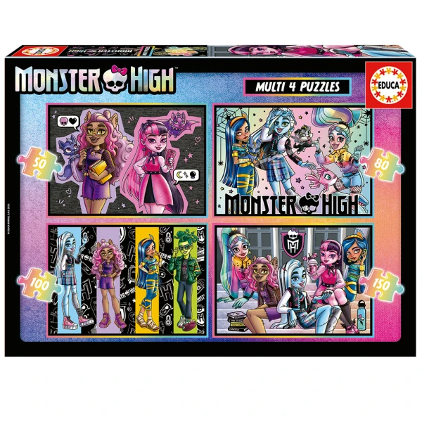 EDUCA SET 4 PUZZLES 50-80-100-150 pcs MONSTER HIGH
