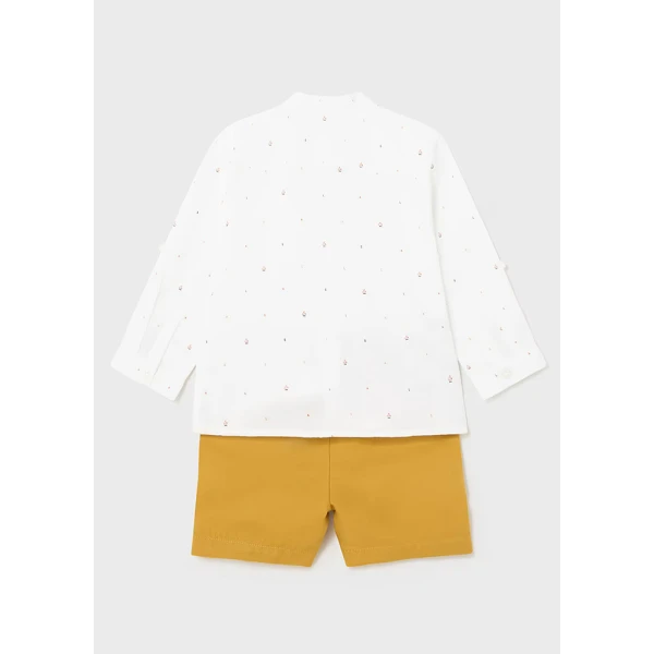 MAYORAL SET BERMUDA SHORTS SHIRT LONG SLEEVES OCHRE