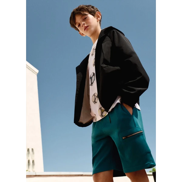 MAYORAL BERMUDA PANTS INTERLOCK ZIPPER AQUA 