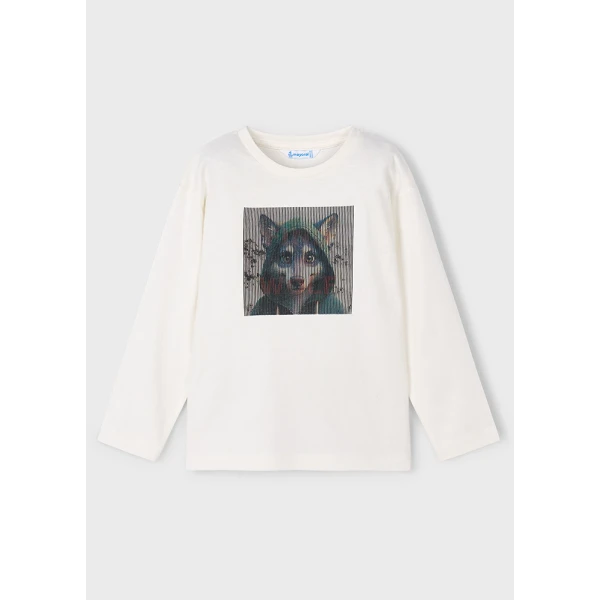 MAYORAL  LONG-SLEEVE T-SHIRTΑΝ INTERACTIVE CREAM 