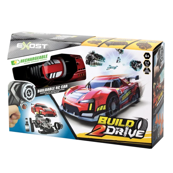 EXOST BUILD 2 DRIVE REMOTE CONTROL & ASSEMBLED RACE CAR RED