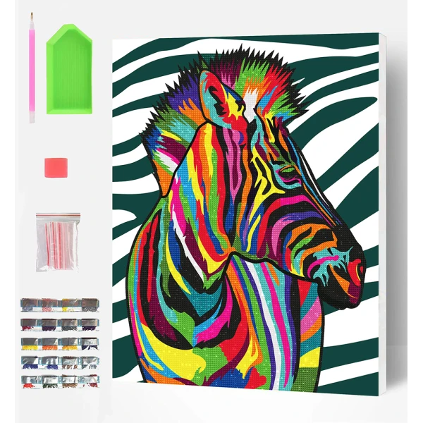 SPLAT PLANET DIAMOND PAINTING KIT ON FRAMED CANVAS 30X40 cm ZEBRA