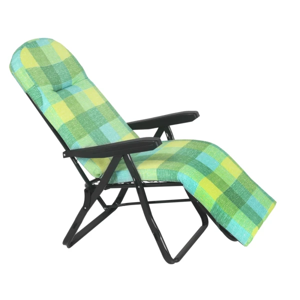 ESCAPE ARMCHAIR WITH 6 POSITIONS GREEN FRAME GREEN CHECK CUSHION