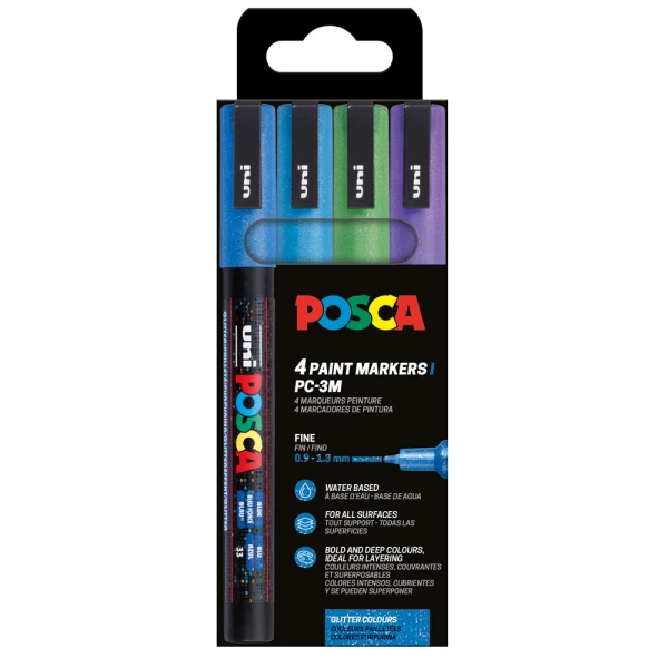 POSCA ΣΕΤ 4 ΜΑΡΚΑΔΟΡΟΙ PC-3ML - COOL SPARKLING COLOR