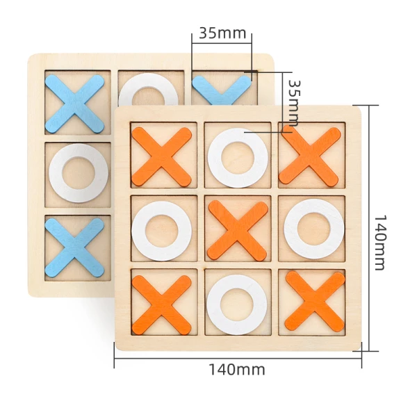 WOODEN TABLE GAME TIC-TAC-TOE - 2 COLORS
