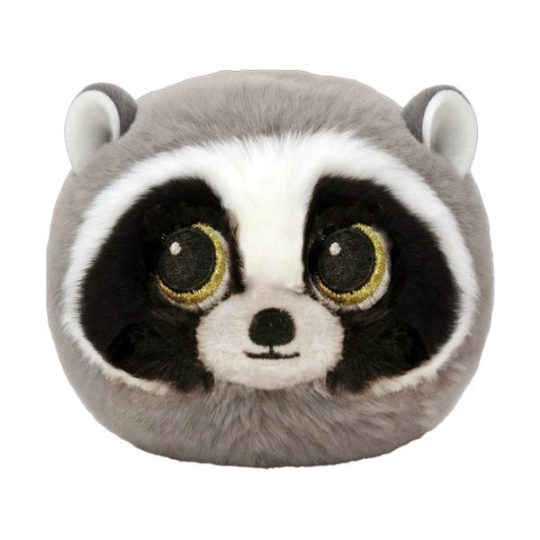 TY FLUFFY BALL BEANIE BOUNCERS - GREY RACCOON