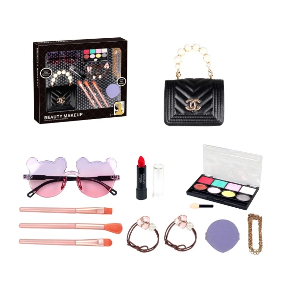 BAG SET WITH MAKEUP, JEWELRY & GLASSES