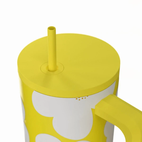 ESTIA HOME ART THERMAL BOTTLE STRAW TUMBLER XL 900ml - YELLOW DAISY
