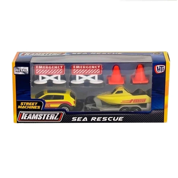 TEAMSTERZ ΣΕΤ ΜΕ ΟΧΗΜΑΤΑ ΔΙΑΣΩΣΗΣ ΘΑΛΑΣΣΗΣ DIE CAST ΜΕ ΑΞΕΣΟΥΑΡ ΓΙΑ 3+ ΧΡΟΝΩΝ