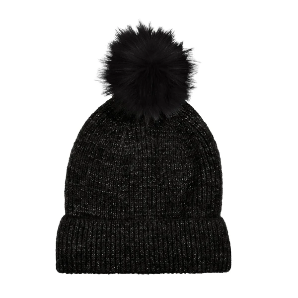 WOMEN\'S CAP WITH POM POM BLACK
