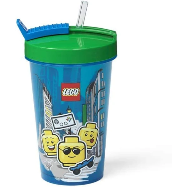 LEGO ΠΟΤΗΡΙ 500ml ΜΕ ΚΑΛΑΜΑΚΙ ICONIC BOY LEGO 023 BRIGHT BLUE