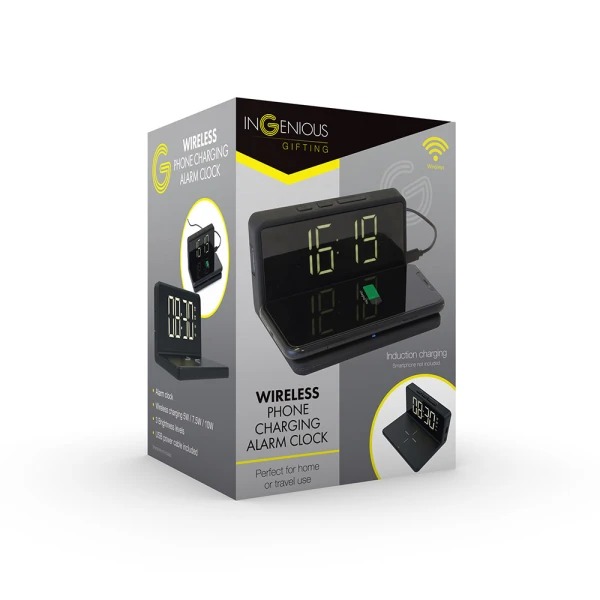 THE SOURCE WIRELESS PHONE CHARGING ALARM CLOCK