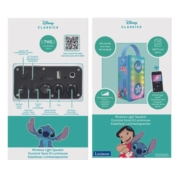 LEXIBOOK BLUETOOTH ΗΧΕΙΟ ΜΕ ΜΙΚΡΟΦΩΝΟ ΚΑΡΑΟΚΕ STITCH