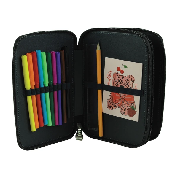 BACK ME UP DOUBLE FILLED  PENCIL CASE FASHION BEAR