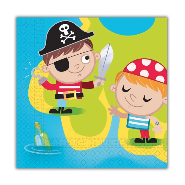 3plY PAPER NAPKINS 33X33 cm 20 pcs PIRATES TREASURE HUNT