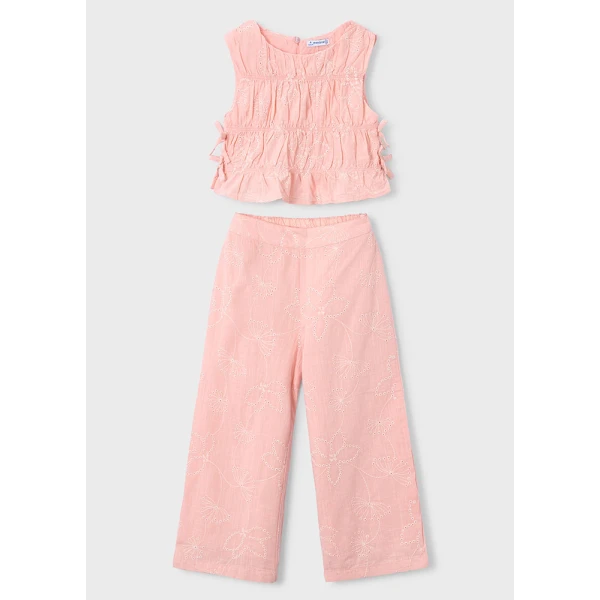 MAYORAL SET TROUSERS LONG EMBROIDERED SOFT PINK