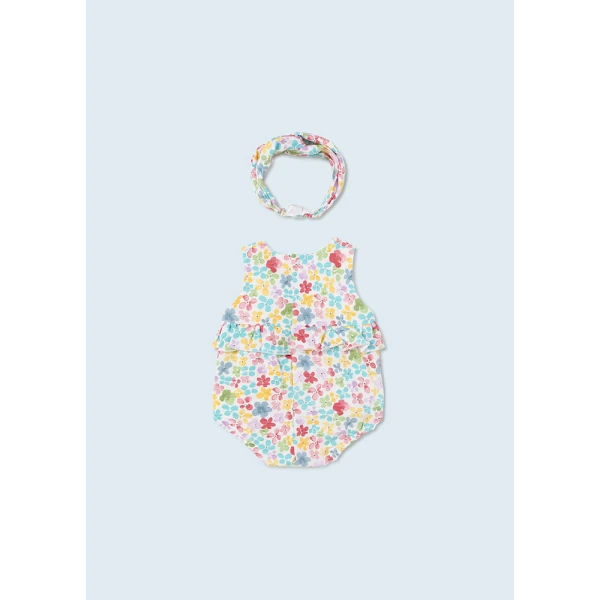 MAYORAL SHORΤ BODYSUIT WITH HAIRBAND TURQUOISE