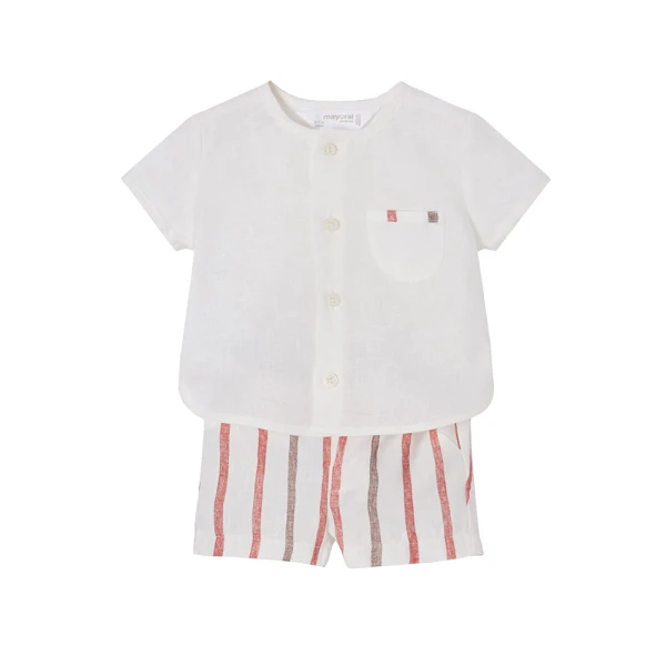 MAYORAL SET SHORT PANTS STRIPES ORANGE