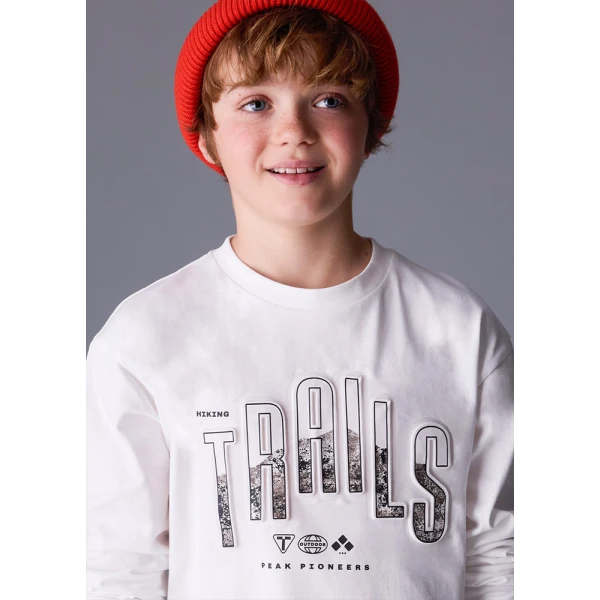 MAYORAL LONG-SLEEVE T-SHIRT TRAILS CREAM 