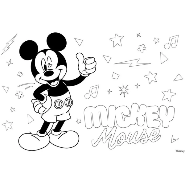 DRAWING PAD 23Χ33 cm 40 SHEETS WITH STICKERS & STENCIL MICKEY - 2 DESIGNS