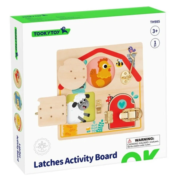 TOOKY TOY WOODEN LATCHES ACTIVITY BOARD