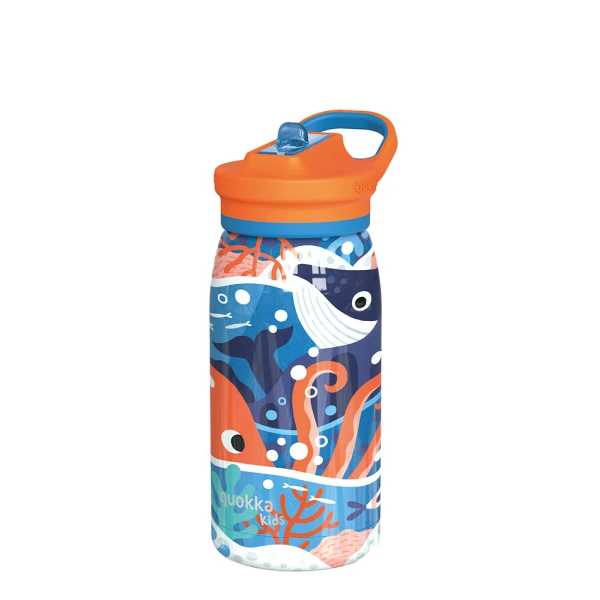 QUOKKA STAINLESS STEEL ΠΑΙΔΙΚΟ ΜΠΟΥΚΑΛΙ ΜΕ ΚΑΛΑΜΑΚΙ 445ml - OCEAN