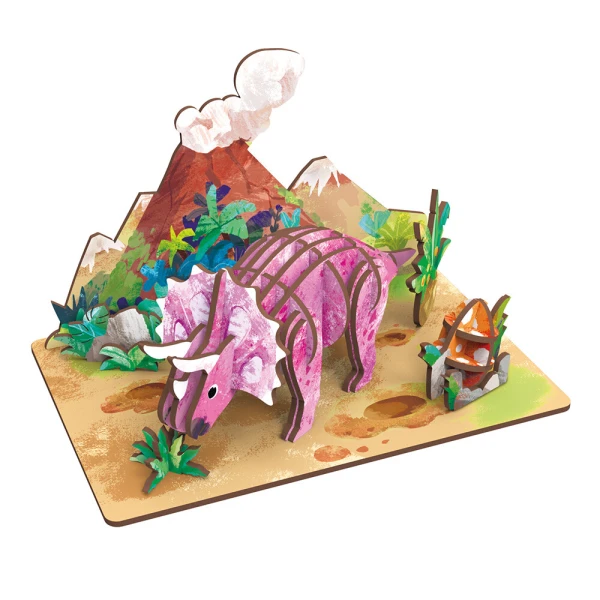 WUDORLD ARTISTIC DINO ΞΥΛΙΝΗ ΚΑΤΑΣΚΕΥΗ TRICERATOPS
