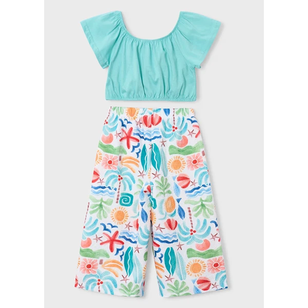 MAYORAL SET PANTS LONG PRINTED GREENBLUE