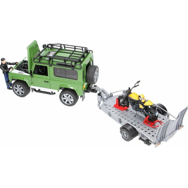 BRUDER LAND ROVER ΜΕ ΤΡΕΙΛΕΡ, ΜΗΧΑΝΗ DUCATI ΚΑΙ ΟΔΗΓΟ