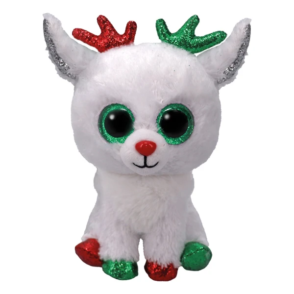 TY BEANIE BOOS FLUFFY 15 cm WHITE REINDEER