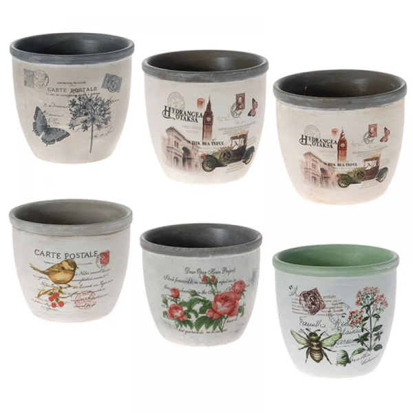 CERAMIC PLANT POT 16,5Χ16,5 cm - 6 DESIGNS