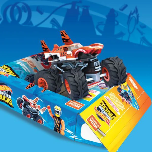 MEGA BLOKS HOT WHEELS MONSTER TRUCKS VEHICLE TIGER SHARK 187 pcs