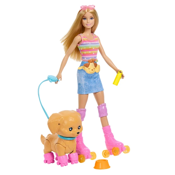 BARBIE ΚΟΥΚΛΑ ROLLER SKATES ΜΕ ΣΚΥΛΑΚΙ