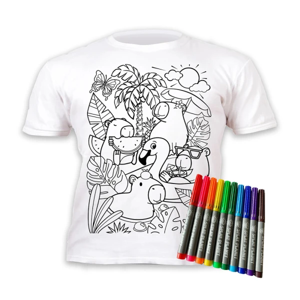 SPLAT PLANET WASHABLE COLOURING T-SHIRT CAPYBARA WITH MARKERS (7-8 YEARS)