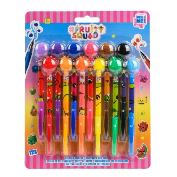 FRUITY SQUAD ΑΡΩΜΑΤΙΚΑ ΣΤΥΛΟ GEL ΜΕ ΠΟΜ ΠΟΜ 12 ΧΡΩΜΑΤΑ