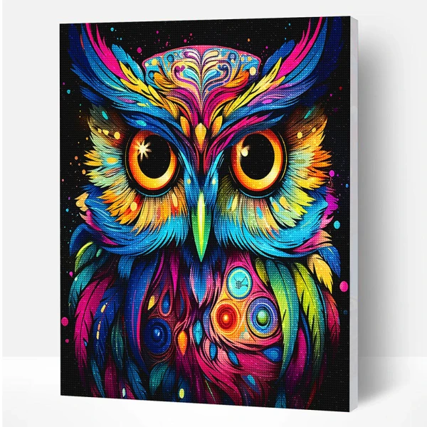 SPLAT PLANET DIAMOND PAINTING KIT ON FRAMED CANVAS 40X30 cm OWL