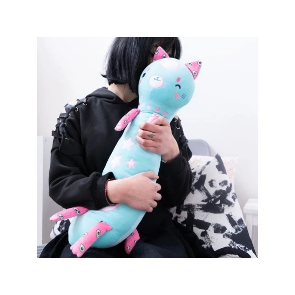 PLUSH PILLOW LIGHT BLUE CAT KIKI 60 cm