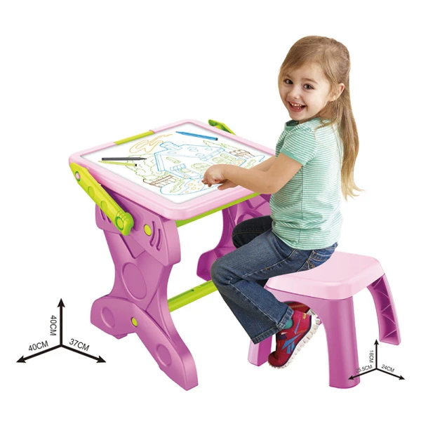 2 IN 1 PINK DESK PAINTING BOARD THAT LIGHTS UP 
