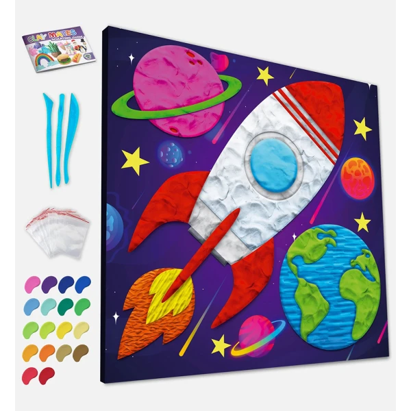 SPLAT PLANET SPACE CLAY ART SET ON CANVAS 30x30 cm
